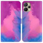 For Realme 9i 5G Watercolor Pattern Flip Leather Phone Case(Purple Red)