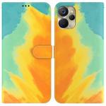 For Realme 9i 5G Watercolor Pattern Flip Leather Phone Case(Autumn Leaf Color)