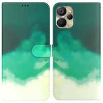 For Realme 9i 5G Watercolor Pattern Flip Leather Phone Case(Cyan Green)