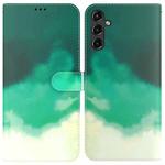 For Samsung Galaxy A14 5G Watercolor Pattern Flip Leather Phone Case(Cyan Green)
