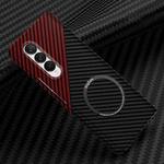 For Samsung Galaxy Z Fold4 5G Carbon Fiber Texture MagSafe Magnetic Phone Case(Black Red)