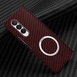 For Samsung Galaxy Z Fold3 5G Carbon Fiber Texture MagSafe Magnetic Phone Case(Red)