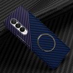 For Samsung Galaxy Z Fold3 5G Carbon Fiber Texture MagSafe Magnetic Phone Case(Blue Purple)