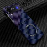 For Samsung Galaxy Z Flip4 5G Carbon Fiber Texture MagSafe Magnetic Phone Case(Blue Purple)