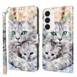 For Samsung Galaxy S23 5G 3D Painted Leather Phone Case(Two Loving Cats)