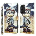 For Samsung Galaxy S23+ 5G 3D Painted Leather Phone Case(Naughty Cat)