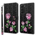 For Samsung Galaxy S23+ 5G 3D Painted Leather Phone Case(Rose)