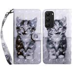 For Samsung Galaxy S23+ 5G 3D Painted Leather Phone Case(Smile Cat)