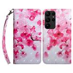 For Samsung Galaxy S23 Ultra 3D Painted Leather Phone Case(Red Flower)