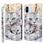 For Xiaomi Redmi A1 2022 3D Painted Leather Phone Case(Two Loving Cats)