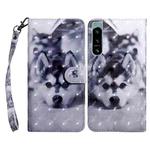 For Sony Xperia 5 IV 3D Painted Leather Phone Case(Husky)
