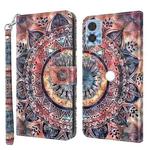 For Motorola Moto E22 3D Painted Leather Phone Case(Colorful Mandala)