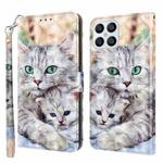 For Honor X8 4G 3D Painted Leather Phone Case(Two Loving Cats)