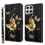 For Honor X8 4G 3D Painted Leather Phone Case(Golden Swallow Butterfly)