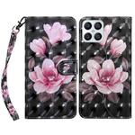 For Honor X8 4G 3D Painted Leather Phone Case(Pink Flower)