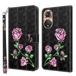 For Honor 50 3D Painted Leather Phone Case(Rose)
