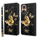 For Honor 50 3D Painted Leather Phone Case(Golden Swallow Butterfly)