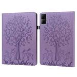 For Xiaomi Redmi Pad 10.61 2022 Tree & Deer Pattern Pressed Printing Leather Tablet Case(Purple)