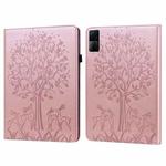 For Xiaomi Redmi Pad 10.61 2022 Tree & Deer Pattern Pressed Printing Leather Tablet Case(Pink)