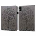 For Xiaomi Redmi Pad 10.61 2022 Tree & Deer Pattern Pressed Printing Leather Tablet Case(Grey)