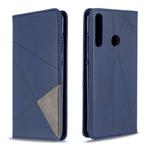 For Huawei P40 Lite E / Y7P Rhombus Texture Horizontal Flip Magnetic Leather Case with Holder & Card Slots & Wallet(Blue)
