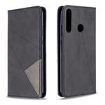 For Huawei P40 Lite E / Y7P Rhombus Texture Horizontal Flip Magnetic Leather Case with Holder & Card Slots & Wallet(Black)