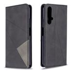 For Huawei Honor 20S Rhombus Texture Horizontal Flip Magnetic Leather Case with Holder & Card Slots & Wallet(Black)