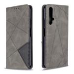 For Huawei Honor 20S Rhombus Texture Horizontal Flip Magnetic Leather Case with Holder & Card Slots & Wallet(Grey)