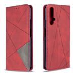 For Huawei Honor 20S Rhombus Texture Horizontal Flip Magnetic Leather Case with Holder & Card Slots & Wallet(Red)