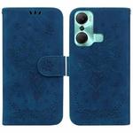 For Infinix Hot 12 Pro Butterfly Rose Embossed Leather Phone Case(Blue)