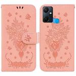 For Infinix Smart 6 Plus Butterfly Rose Embossed Leather Phone Case(Pink)