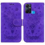 For Infinix Smart 6 Plus Butterfly Rose Embossed Leather Phone Case(Purple)