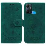 For Infinix Smart 6 Plus Butterfly Rose Embossed Leather Phone Case(Green)
