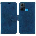 For Infinix Smart 6 Plus Butterfly Rose Embossed Leather Phone Case(Blue)