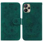 For Realme 9i 5G Butterfly Rose Embossed Leather Phone Case(Green)