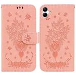 For Samsung Galaxy A04/M13 5G Butterfly Rose Embossed Leather Phone Case(Pink)