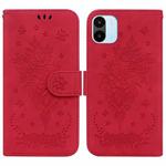 For Xiaomi Redmi A1 Butterfly Rose Embossed Leather Phone Case(Red)