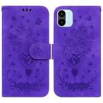 For Xiaomi Redmi A1 Butterfly Rose Embossed Leather Phone Case(Purple)