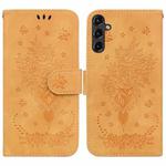 For Samsung Galaxy A14 5G Butterfly Rose Embossed Leather Phone Case(Yellow)