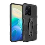 For vivo Y35 Armor Warrior Shockproof PC + TPU Phone Case(Black)