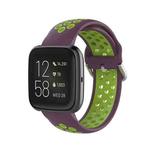 For Fitbit Versa 2 / Versa / Versa Lite 23mm Clasp Two Color Sport Watch Band(Purple + Green)