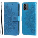 For Xiaomi Redmi A1 4G 7-petal Flowers Embossing Leather Phone Case(Blue)