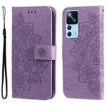 For Xiaomi 12T / 12T Pro / Redmi K50 Ultra 7-petal Flowers Embossing Leather Phone Case(Purple)