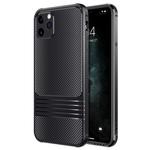 For iPhone 11 Pro Max Carbon Fiber Texture Solid Color TPU Slim Case Soft Cover(Black)