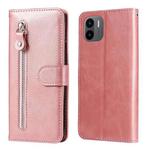 For Xiaomi Redmi A1 4G Calf Texture Zipper Leather Phone Case(Rose Gold)
