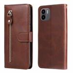 For Xiaomi Redmi A1 4G Calf Texture Zipper Leather Phone Case(Brown)