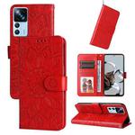 For Xiaomi 12T / 12T Pro / Redmi K50 Ultra Embossed Sunflower Leather Phone Case(Red)