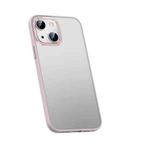 For iPhone 14 Metal Lens Skin Feel Frosted Phone Case(Pink)