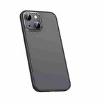 For iPhone 14 Plus Metal Lens Skin Feel Frosted Phone Case(Bright Black)
