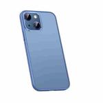 For iPhone 14 Plus Metal Lens Skin Feel Frosted Phone Case(Sierra Blue)